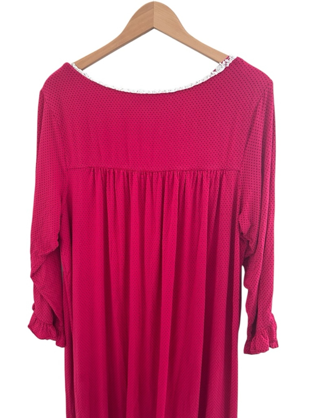 Eileen West Long Magenta Polka Dot Long Sleeve Nightgown Size Large - Picture 6 of 10